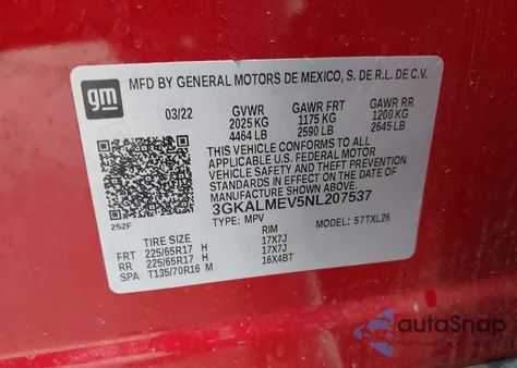 2022 GMC Terrain Fwd Sle from USA, damaged, VIN 3GKALMEV5NL207537